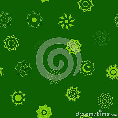 Seamless pattern with Islamic symbols Islamic stars Rub el Hizb Vector Illustration