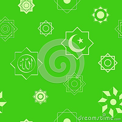 Seamless pattern with Islamic symbols Islamic stars Rub el Hizb Vector Illustration