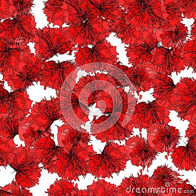 Seamless pattern: isolated poppy flower petals on white background. Vector. Vector Illustration