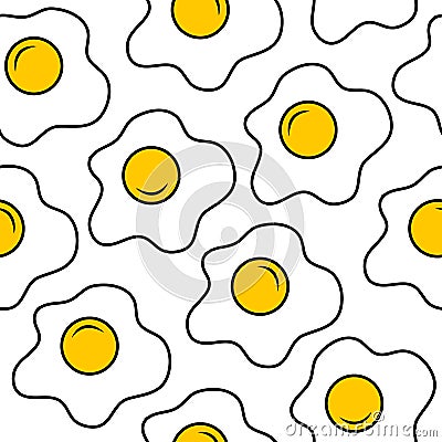 Seamless pattern with scrambled eggs. Vector illustration Cartoon Illustration