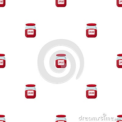 Seamless pattern with jam jar on white backgroud. Natural healthy food production. Vector illustration for design, web, wrapping. Vector Illustration