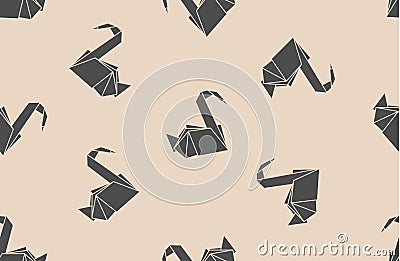 Seamless pattern japanese paper origami cranes. Can be used for web page backgrounds, surface textures, background on business car Vector Illustration