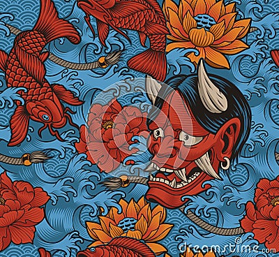 Seamless pattern in Japanese style Vector Illustration