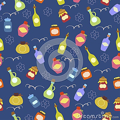 Seamless pattern with jars Vector Illustration