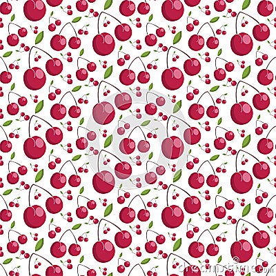 Seamless pattern of juicy cherries. illustration Vector Illustration
