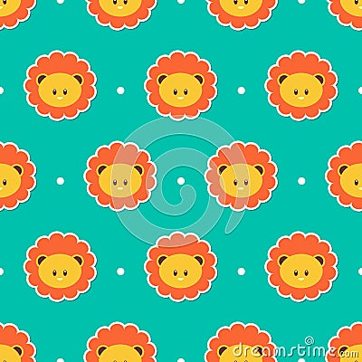Seamless pattern for kids with cute lions Vector Illustration