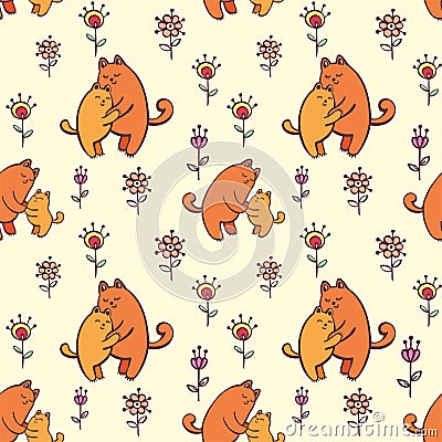 Seamless pattern with kittens Vector Illustration
