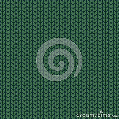 Seamless pattern. Knitted wool background.Winter. Green. Texture. Vector. Vector Illustration