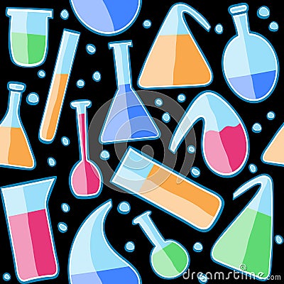 Seamless pattern laboratory glass Vector Illustration