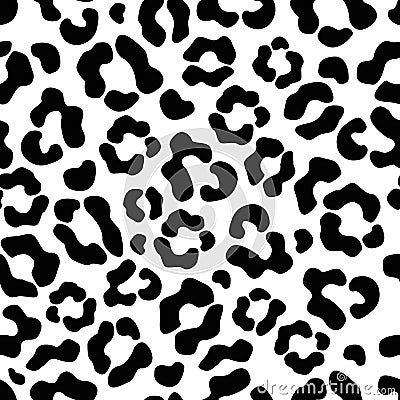 The seamless pattern of large black and white spots imitates the skin of a leopard Vector Illustration