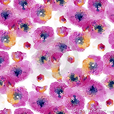 Seamless pattern of large pink flowers Vector Illustration