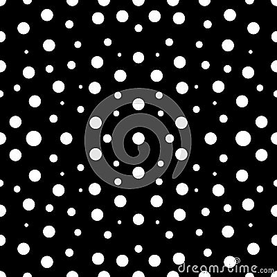 Seamless polka dot black and white pattern in defferent size Vector Illustration