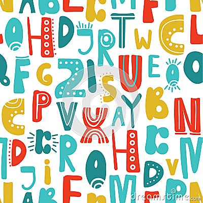 Seamless pattern with latin letters Vector Illustration