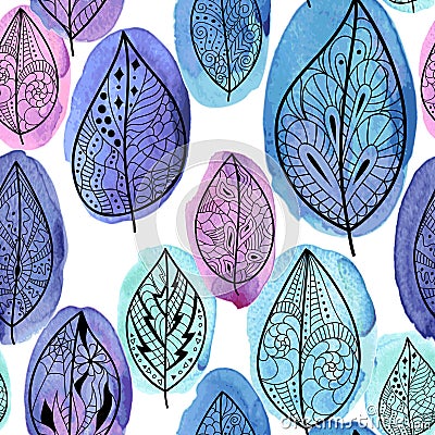 Seamless pattern with leaves Vector Illustration