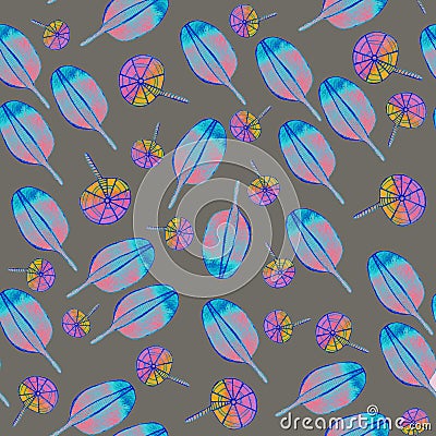 Seamless pattern with leaves Cartoon Illustration