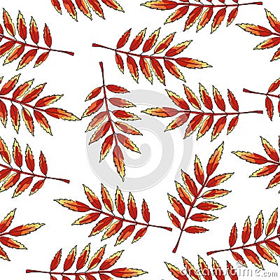 Seamless pattern with leaves on an isolated background. Windy colored leaves. Vector Illustration