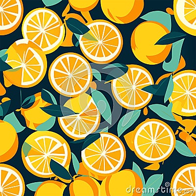 Seamless pattern with lemons and oranges. Vector illustration. generative AI Vector Illustration