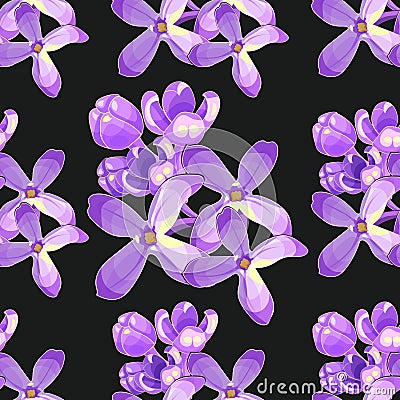 Seamless pattern Lilac branch flowers blooming spring. Vector il Vector Illustration