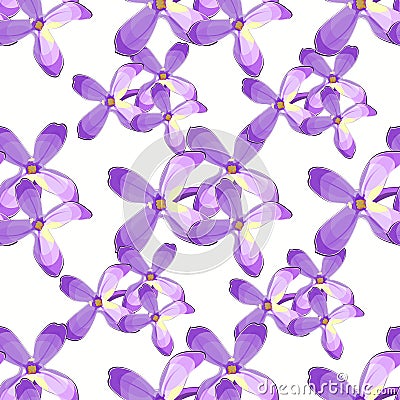 Seamless pattern Lilac branch flowers blooming spring. Vector il Vector Illustration