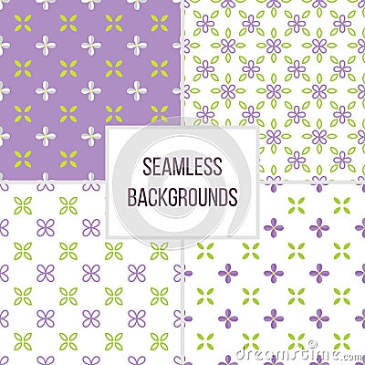 Seamless pattern with lilac flower and leaf. Vector Illustration