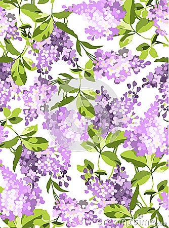 Seamless pattern with lilac flowers Vector Illustration