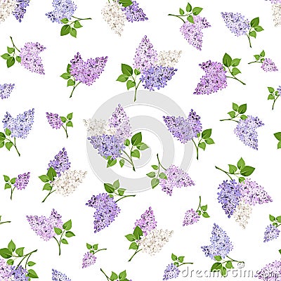 Seamless pattern with lilac flowers. Vector illustration. Vector Illustration
