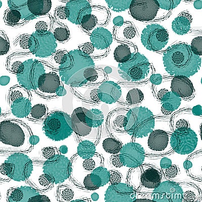 Seamless pattern of lines and spots on a white background. Stock Photo