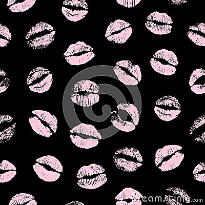 Seamless pattern of lip prints Vector Illustration