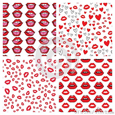 Seamless pattern. Lips. Kiss. Imprint. Wallpaper. vector illustration Vector Illustration