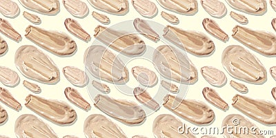 Seamless pattern of liquid foundation cream swatch smear. Stock Photo