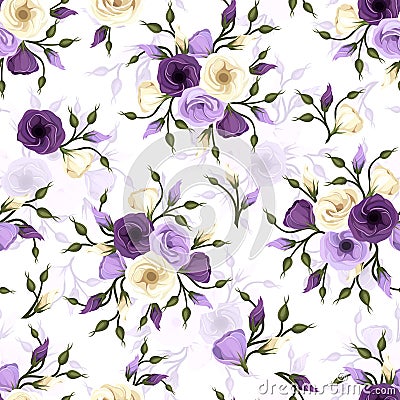 Seamless pattern with lisianthus flowers. Vector Illustration