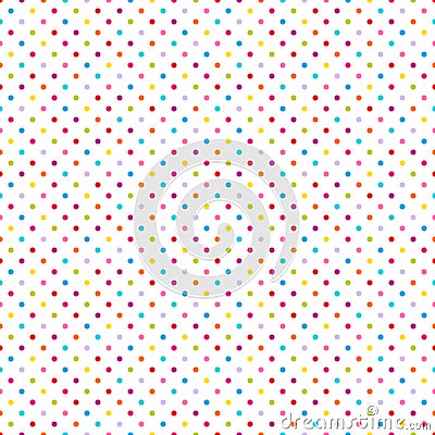 Seamless Pattern Little Colorful Dots On White Vector Illustration