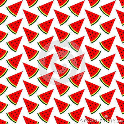 Seamless Pattern Melon Pieces Red Green Black Vector Illustration