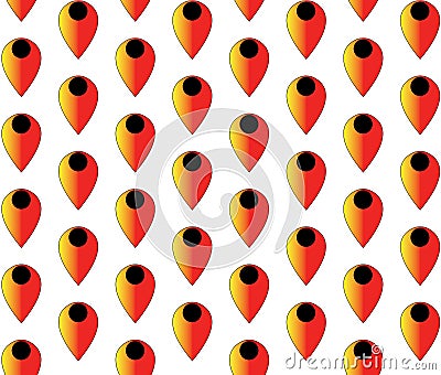 Seamless pattern of location marks on a white background Stock Photo