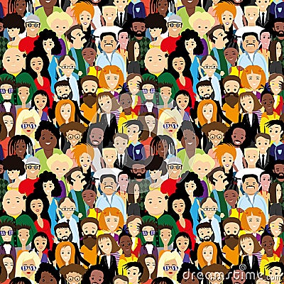 Lots of diverse people. Vector Illustration