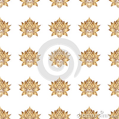 Seamless pattern with lotus flowers. Vector hand drawn illustration. Vector Illustration