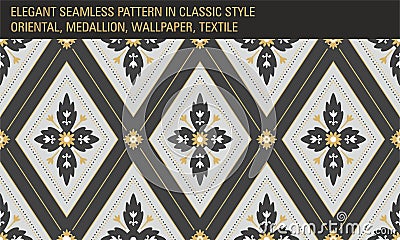 Seamless pattern, lovely vintage gothic design. Vector illustration. Vector Illustration