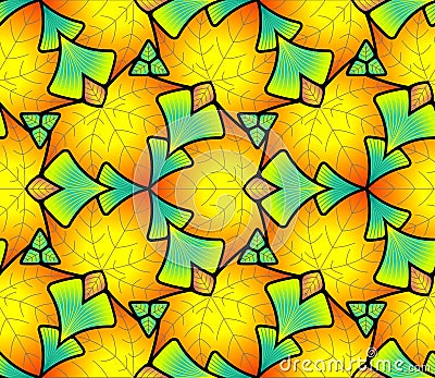 Seamless pattern made of colored leaves. Vector Illustration