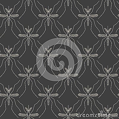 Seamless pattern made of mosquitos Vector Illustration