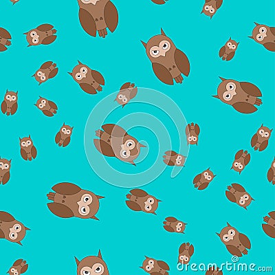 Seamless pattern made of owls Cartoon Illustration