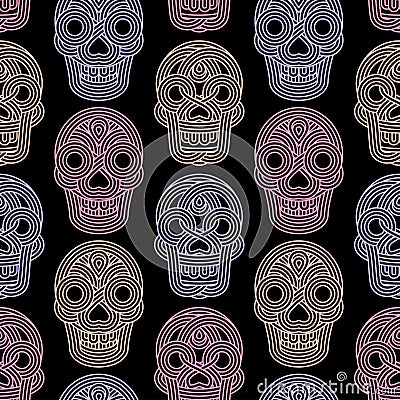 Seamless pattern made of skulls Vector Illustration