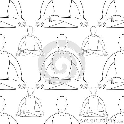 Seamless pattern man is stand meditating. vector illustration Vector Illustration