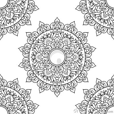 Seamless pattern mandala ornament. Floral mandala. Vintage decorative elements. Hand drawn oriental background. Floral Vector Illustration