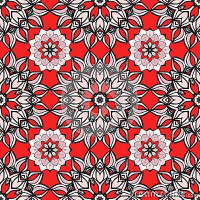 Seamless pattern with Mandalas. Vector ornaments in trendy colors for your design Vector Illustration