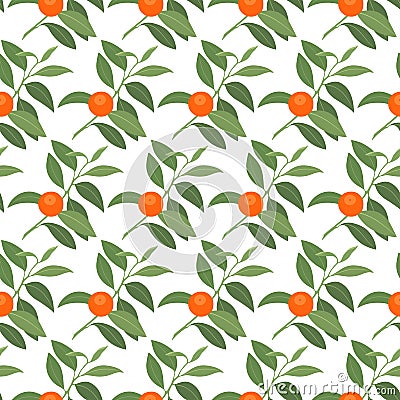 Seamless pattern with mandarin branches Vector Illustration