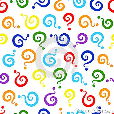 Seamless pattern from many question marks of different bright colors Vector Illustration