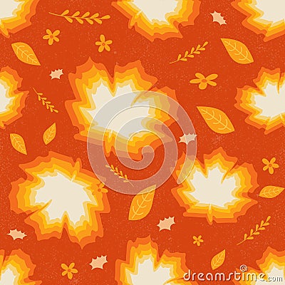 Seamless pattern of maple autumn leaves vector illustration in o Vector Illustration