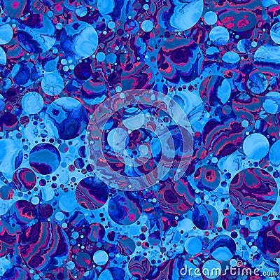 Seamless pattern of marbled orbs that gives a dreamy fantasy mysterious feel. Cartoon Illustration