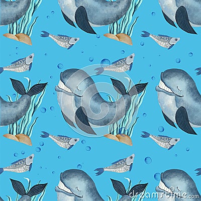 seamless pattern, marine life 