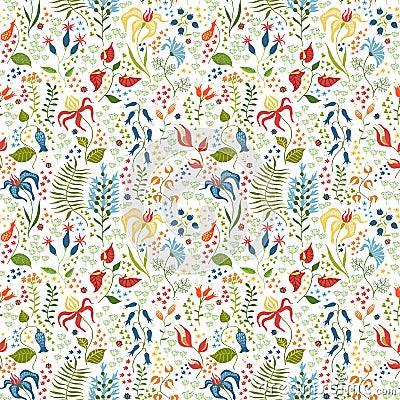 Seamless pattern of meadow flowers Vector Illustration